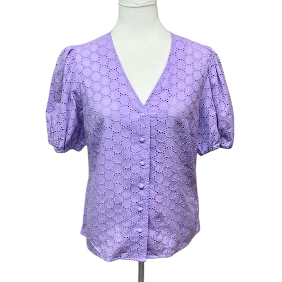 Frnch Paris Eyelet Blouse Purple - Picture 1 of 6